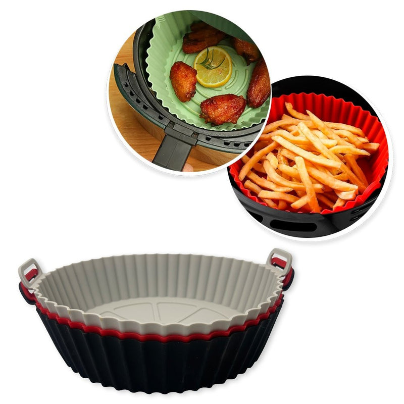 Forro para Fritadeira Forma Silicone Air Fryer Micro-ondas Com Alça