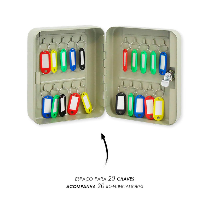 Porta Chaves Armário Claviculário De 20 Chaves Com Chaveiros