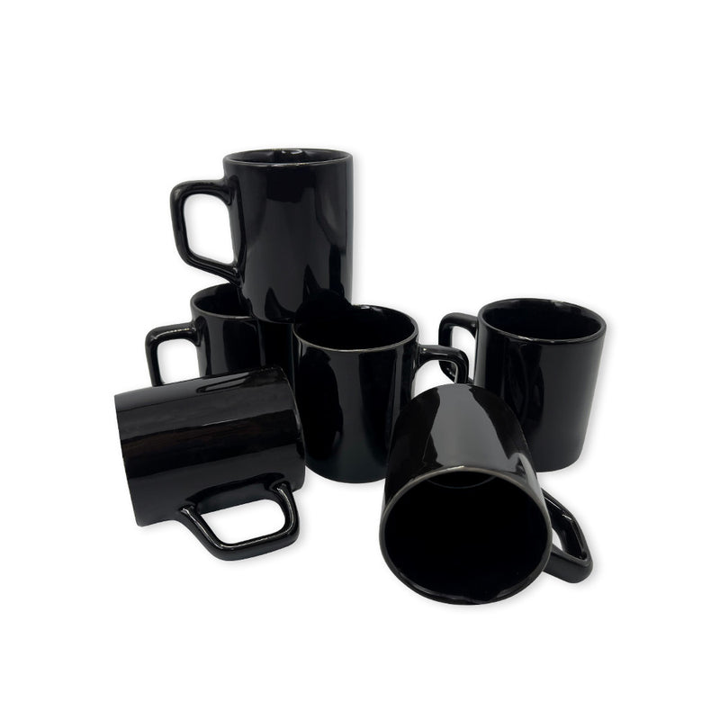 Conjunto 6 Xícaras Pequenas Café Cerâmica 80ml Preto