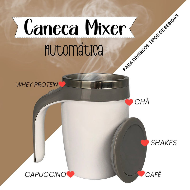 Caneca Mixer Inox Auto Elétrica Misturador