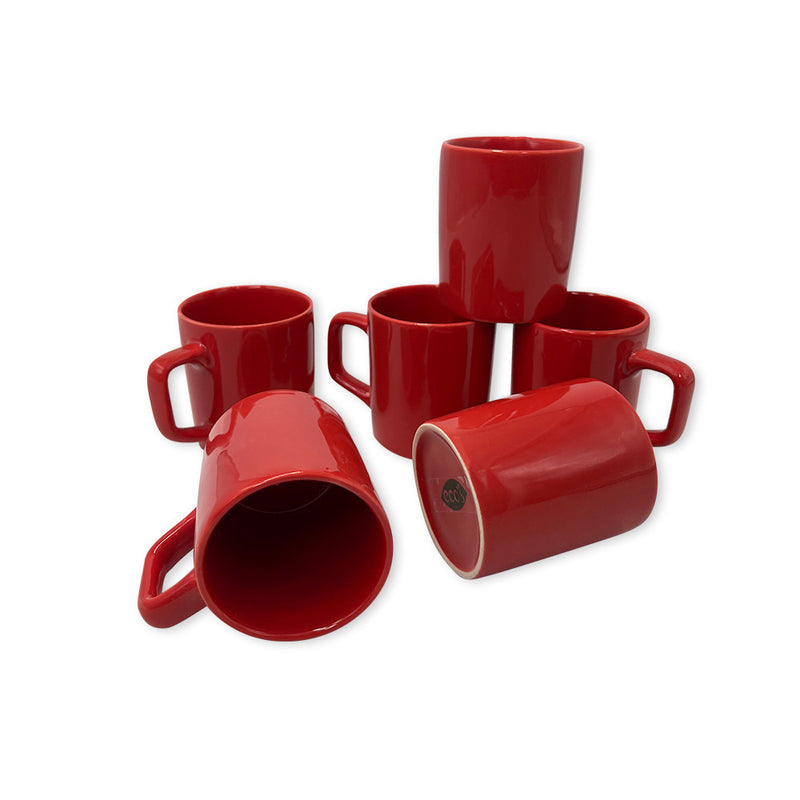 Conjunto 6 Xícaras Pequenas Café Cerâmica 80ml Vermelho